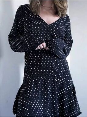 ASOS Design Black and White Polka Dot Sheer Mini Dress Size 6